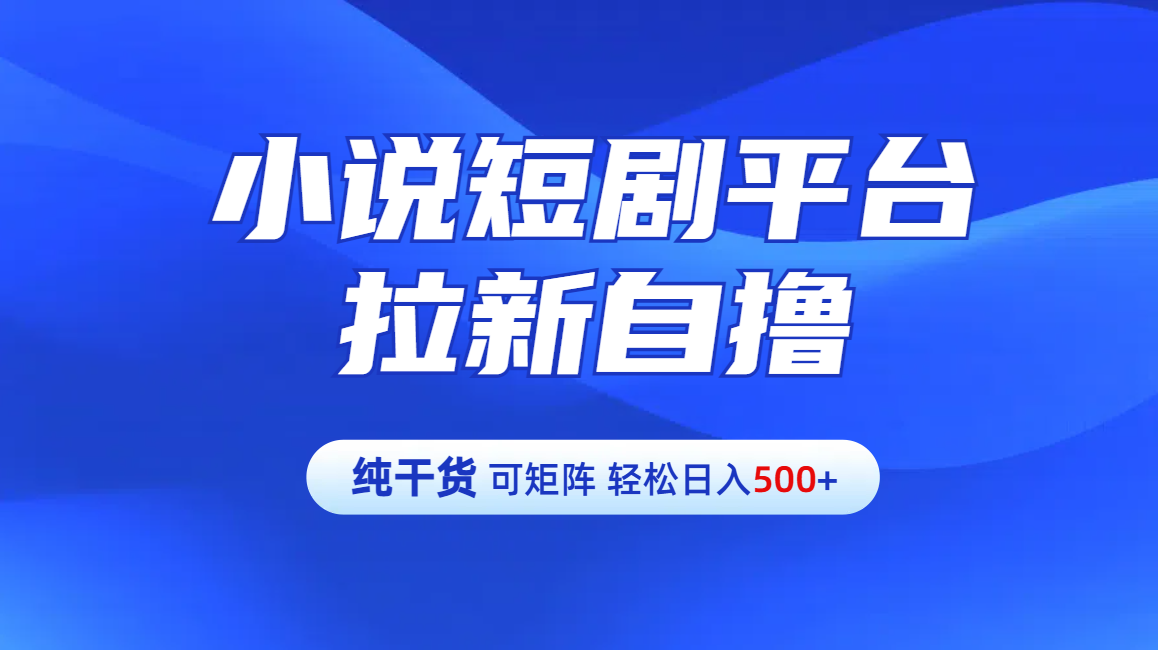 【纯干货】小说短剧平台拉新自撸玩法详解-单人轻松日入500+-佐帆副业网