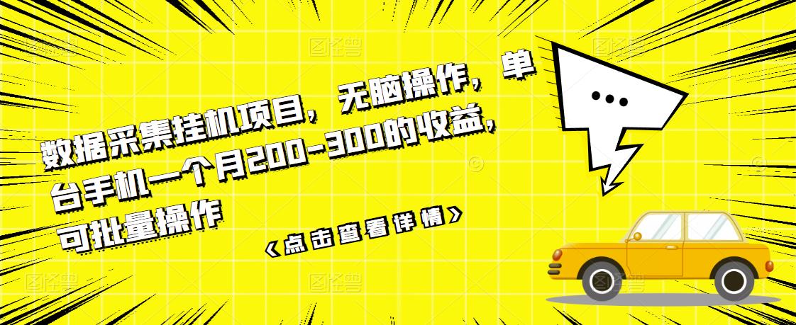 【副业项目3611期】数据采集挂机项目（手机上挣钱的副业）-佐帆副业网