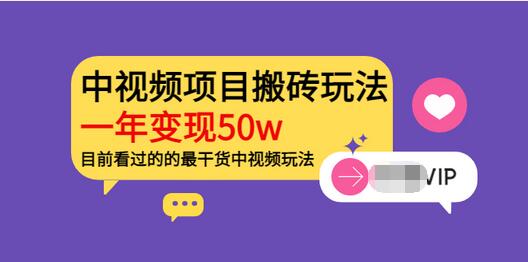 【副业项目3965期】《老吴·中视频项目搬砖玩法，一年变现50w》目前看过的的最干货中视频玩法-佐帆副业网