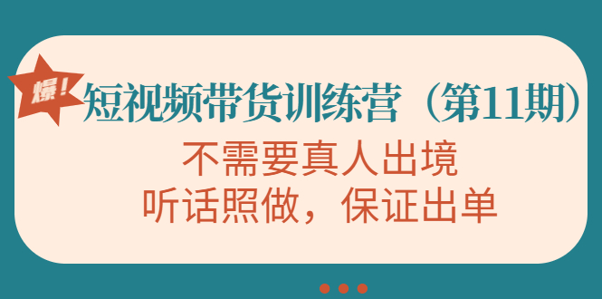 【副业项目4328期】短视频带货训练营（第11期），不需要真人出境，听话照做，保证出单-佐帆副业网