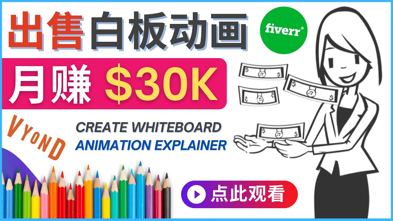 【副业项目4579期】如何用最简单制作白板动画（WhiteBoard Animation）月赚3万美元-佐帆副业网