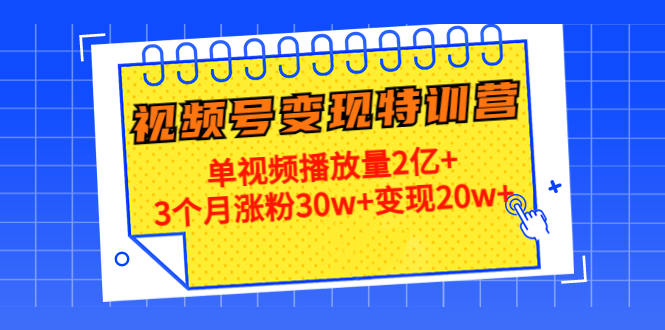 【副业项目4713期】20天视频号变现特训营：单视频播放量2亿+3个月涨粉30w+变现20w+-佐帆副业网