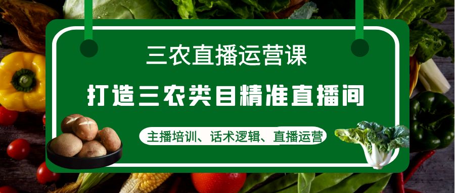 【副业项目4824期】三农直播运营课：打造三农类目精准直播间，主播培训、话术逻辑、直播运营-佐帆副业网