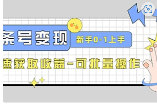 【副业项目4839期】2023头条号实操变现课：新手0-1轻松上手，快速获取收益-可批量操作-佐帆副业网