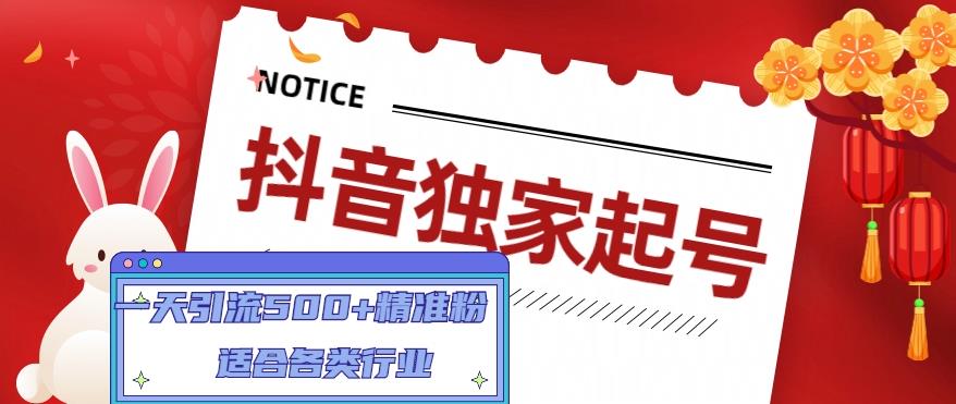 【副业项目5106期】抖音独家起号，一天引流500+精准粉，适合各类行业（9节视频课）-佐帆副业网