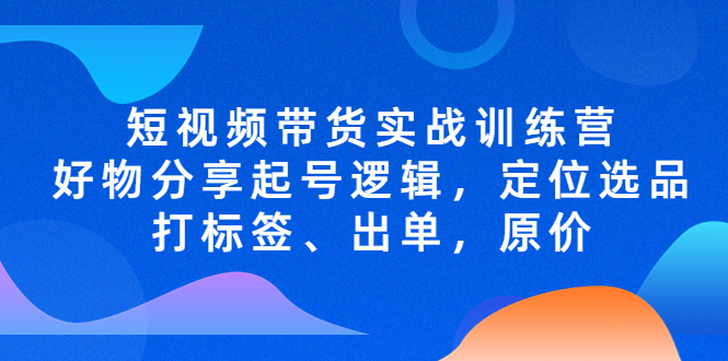 【副业项目5244期】短视频带货实战训练营，好物分享起号逻辑，定位选品打标签、出单，原价-佐帆副业网