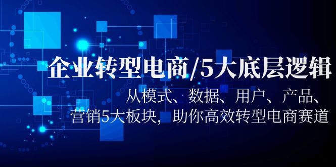 【副业项目5960期】企业转型电商/5大底层逻辑，从模式 数据 用户 产品 营销5大板块，高效转型-佐帆副业网