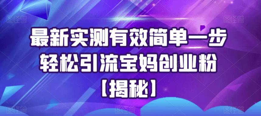 【副业项目6204期】最新实测有效简单一步轻松引流宝妈创业粉【揭秘】-佐帆副业网