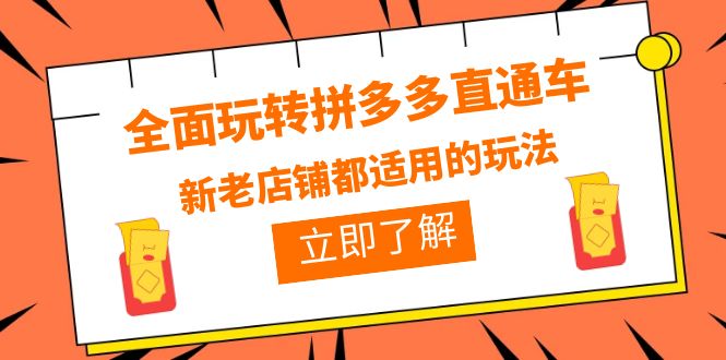 【副业项目6359期】全面玩转拼多多直通车，新老店铺都适用的玩法（12节精华课）-佐帆副业网