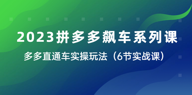 【副业项目6041期】2023拼多多飙车系列课，多多直通车实操玩法（6节实战课）-佐帆副业网