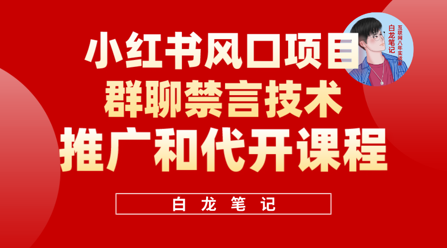 【副业项目5991期】小红书风口项目日入300+，小红书群聊禁言技术代开项目，适合新手操作-佐帆副业网