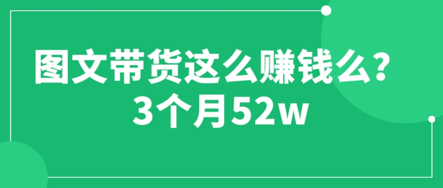 【副业项目6462期】图文带货这么赚钱么? 3个月52W 图文带货运营加强课-佐帆副业网