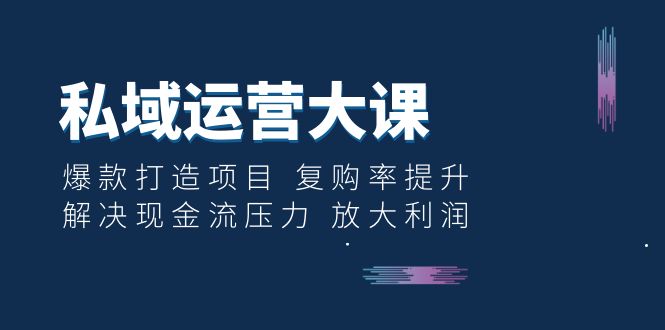 【副业项目6574期】私域运营大课：爆款打造项目 复购率提升 解决现金流压力 放大利润-佐帆副业网