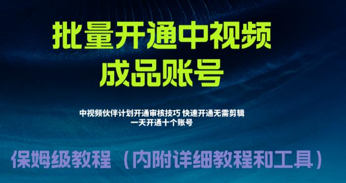 【副业项目6718期】外面收费1980暴力开通中视频计划教程，附 快速通过中视频伙伴计划的办法-佐帆副业网