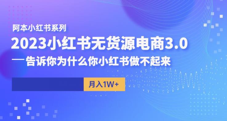 【副业项目6506期】阿本小红书无货源电商3.0，告诉你为什么你小红书做不起来-佐帆副业网