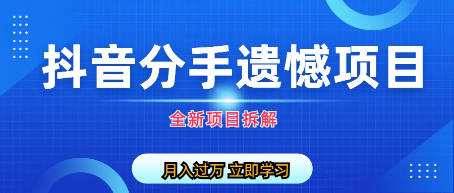 【副业项目6911期】自媒体抖音分手遗憾项目私域项目拆解-佐帆副业网