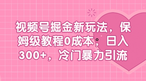 【副业项目7045期】视频号掘金新玩法，保姆级教程0成本，日入300+，冷门暴力引流-佐帆副业网