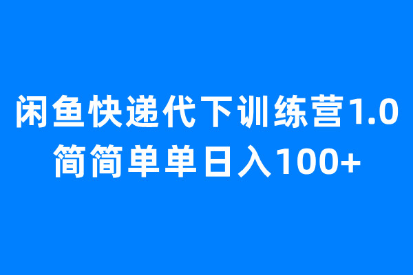 【副业项目6954期】闲鱼快递代下训练营1.0，简简单单日入100+-佐帆副业网