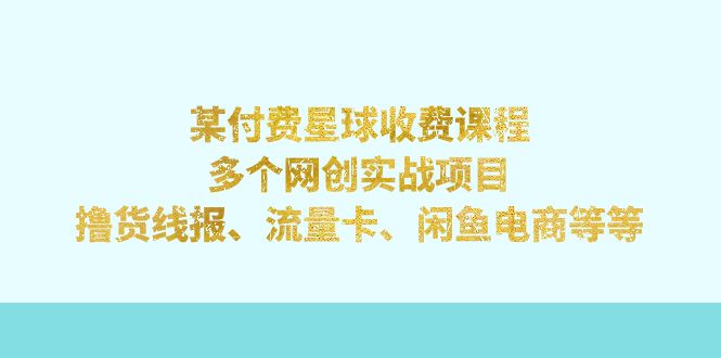 【副业项目7334期】某付费星球课程：多个网创实战项目，撸货线报、流量卡、闲鱼电商等等-佐帆副业网