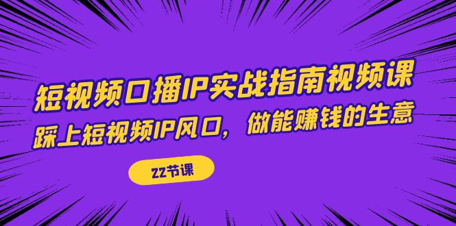 【副业项目7343期】短视频口播IP实战指南视频课，踩上短视频IP风口，做能赚钱的生意（22节课）-佐帆副业网