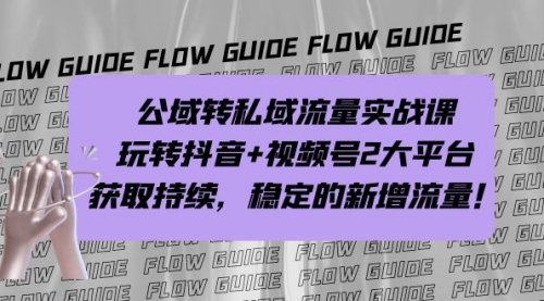 【副业项目7222期】公域转私域流量实战课，玩转抖音+视频号2大平台，获取持续，稳定的新增流量-佐帆副业网