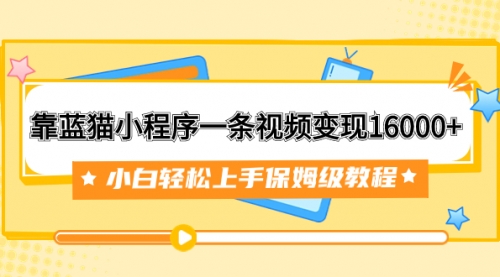 【副业项目7909期】靠蓝猫小程序一条视频变现16000+小白轻松上手保姆级教程（附166G资料素材）-佐帆副业网