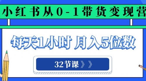 【副业项目8315期】小红书 0-1带货变现营，每天1小时，轻松月入5位数（32节课）-佐帆副业网