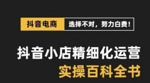 【副业项目8545期】抖音小店 精细化运营-百科全书，保姆级运营实战讲解-佐帆副业网