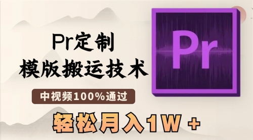 【副业8726期】最新Pr定制模版搬运技术，中视频100%通过-佐帆副业网