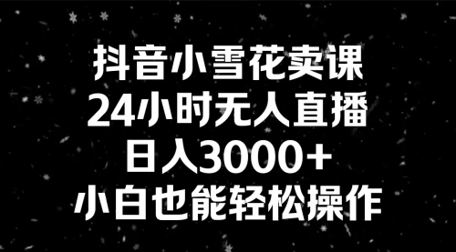 【副业8778期】抖音小雪花卖课，24小时无人直播，日入3000+，小白也能轻松操作-佐帆副业网