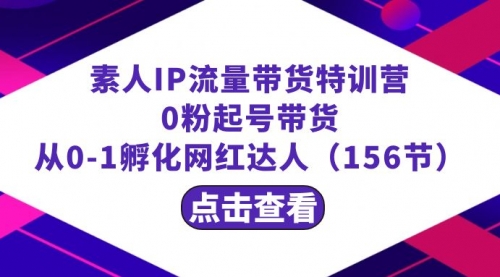 【副业8847期】繁星·计划素人IP流量带货特训营：0粉起号带货 从0-1孵化网红达人（156节）-佐帆副业网