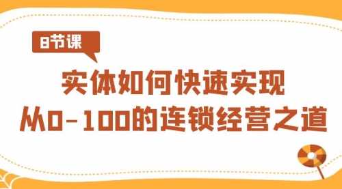 【副业8986期】实体·如何快速实现从0-100的连锁经营之道（8节视频课）-佐帆副业网