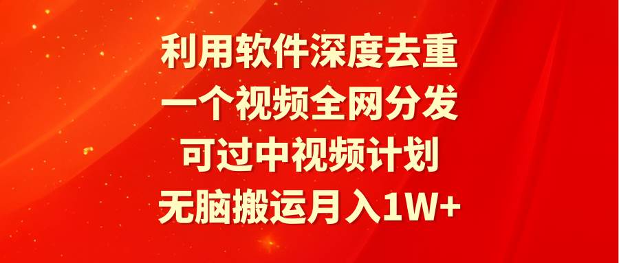 利用软件深度去重，一个视频全网分发，可过中视频计划，无脑搬运月入1W+-佐帆副业网