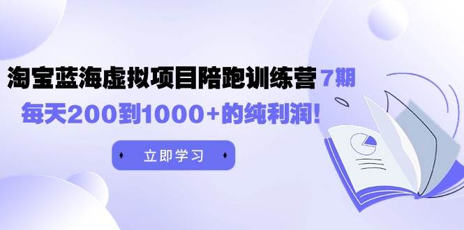 黄岛主《淘宝蓝海虚拟项目陪跑训练营7期》每天200到1000+的纯利润-佐帆副业网