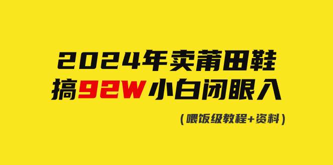 2024年卖莆田鞋，搞了92W，小白闭眼操作！-佐帆副业网