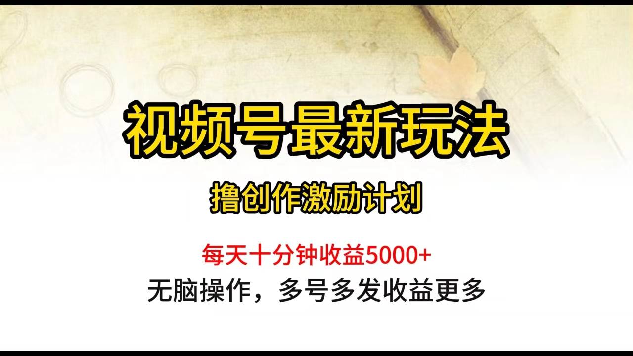 视频号最新玩法，每日一小时月入5000+-佐帆副业网