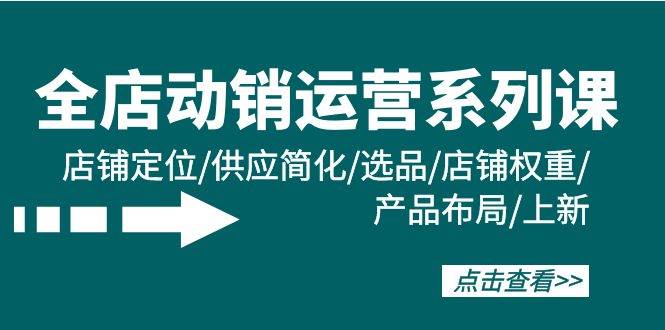 全店·动销运营系列课：店铺定位/供应简化/选品/店铺权重/产品布局/上新-佐帆副业网