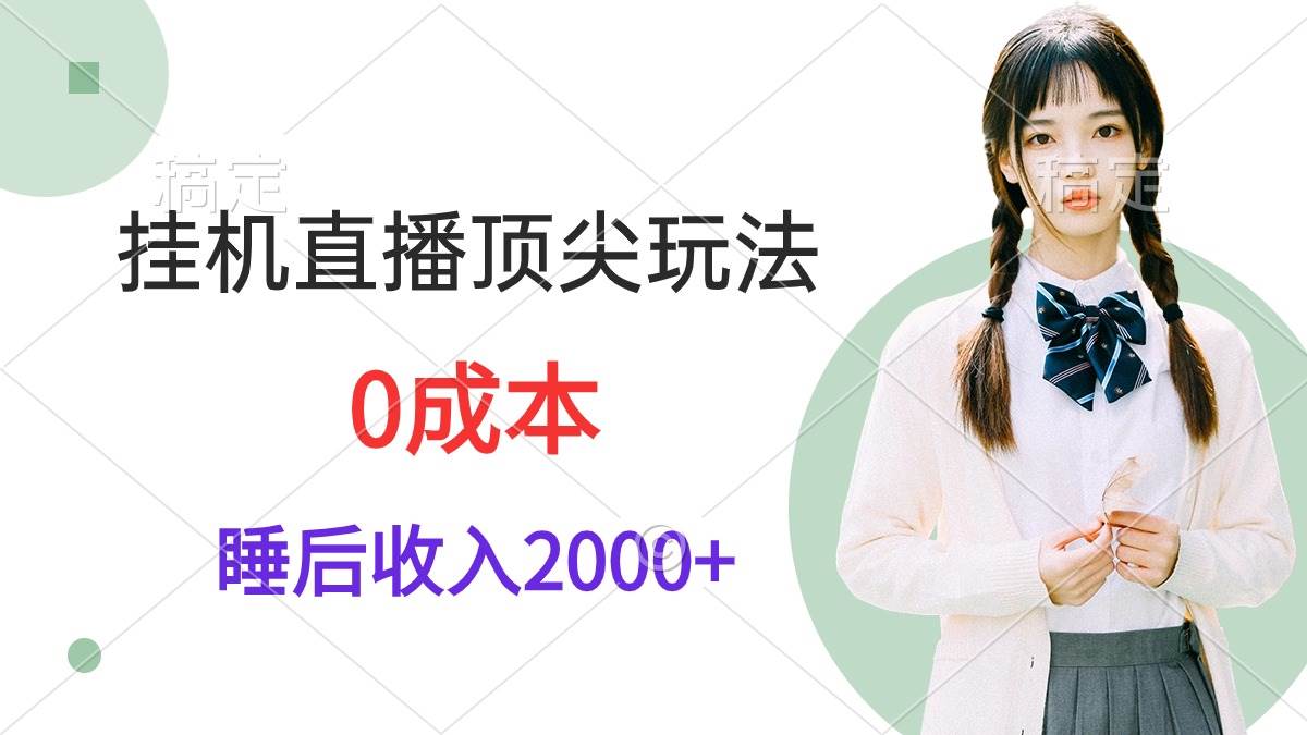 挂机直播顶尖玩法，睡后日收入2000+、0成本，视频教学-佐帆副业网