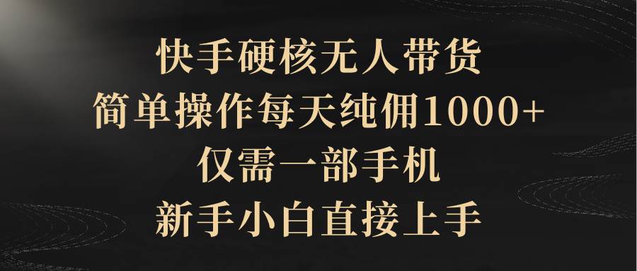 快手硬核无人带货，简单操作每天纯佣1000+,仅需一部手机，新手小白直接上手-佐帆副业网