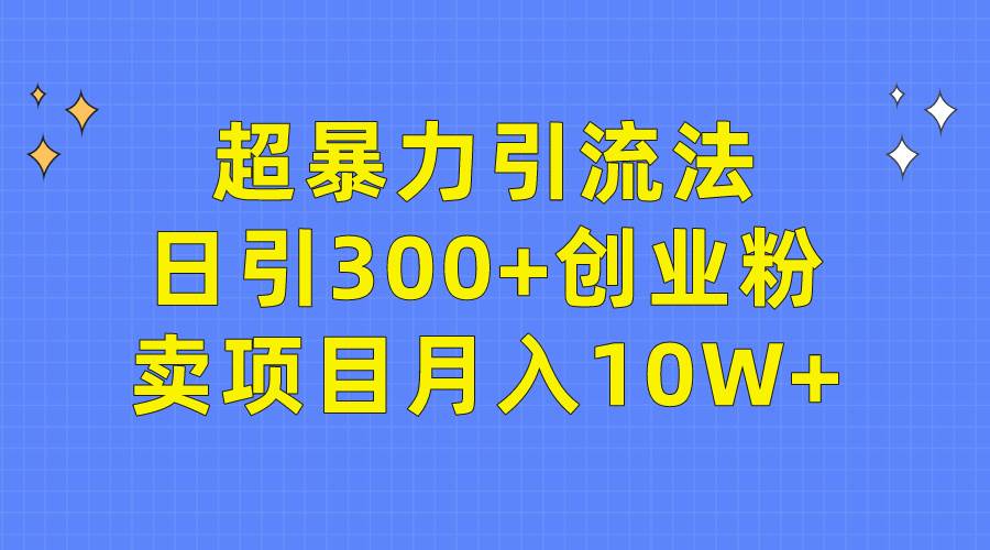 超暴力引流法，日引300+创业粉，卖项目月入10W+-佐帆副业网