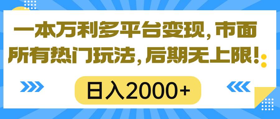 一本万利多平台变现，市面所有热门玩法，日入2000+，后期无上限！-佐帆副业网