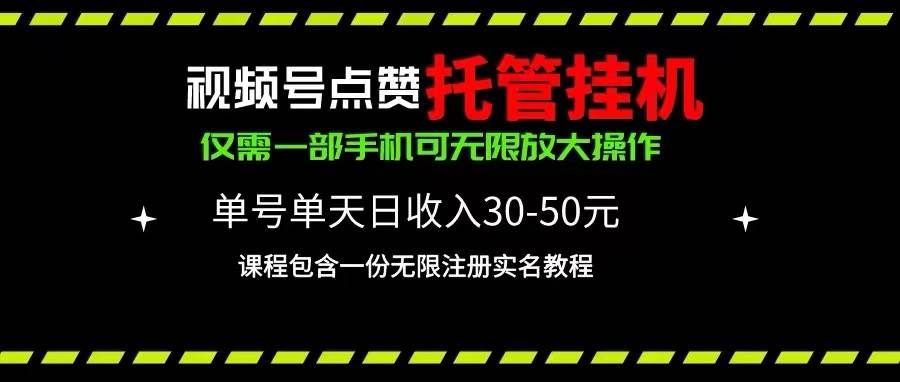 视频号点赞托管挂机，单号单天利润30~50，一部手机无限放大（附带无限…-佐帆副业网