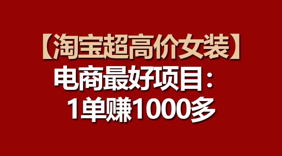 【淘宝超高价女装】电商最好项目：一单赚1000多-佐帆副业网