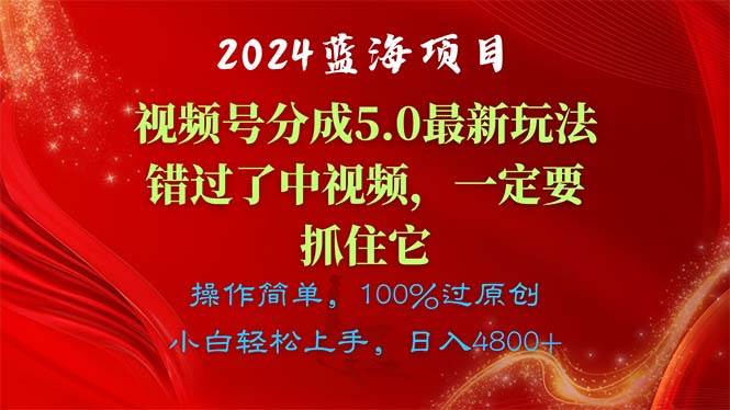 2024蓝海项目，视频号分成计划5.0最新玩法，错过了中视频，一定要抓住…-佐帆副业网