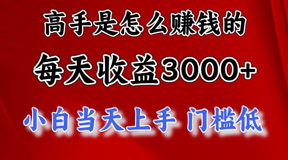 高手是怎么赚钱的，一天收益3000+ 这是穷人逆风翻盘的一个项目，非常…-佐帆副业网