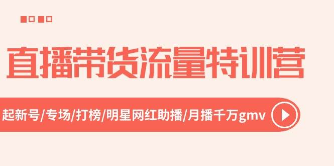 直播带货流量特训营，起新号-专场-打榜-明星网红助播 月播千万gmv（52节）-佐帆副业网