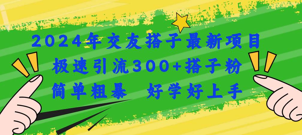 2024年交友搭子最新项目，极速引流300+搭子粉，简单粗暴，好学好上手-佐帆副业网