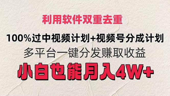 利用软件双重去重，100%过中视频+视频号分成计划小白也可以月入4W+-佐帆副业网