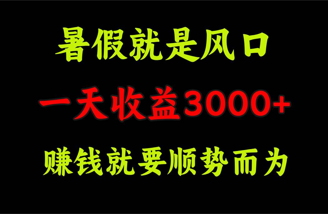 一天收益3000+ 赚钱就是顺势而为，暑假就是风口-佐帆副业网