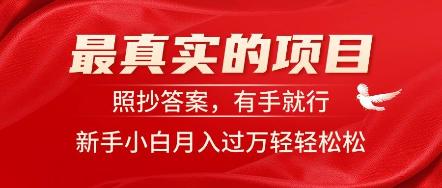 最真实的项目，照抄答案，有手就行，新手小白月入过万轻轻松松-佐帆副业网